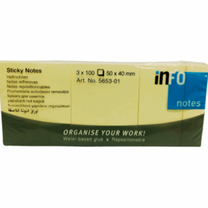 Notas Adhesivas 3 x 100 hojas 50×40 mm Amarillo INFO NOTES