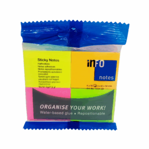 Notas Adhesivas 40x50mm x 50HJ x 4 Neón INFO NOTES